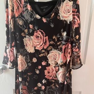 Floral black midi dress size 12